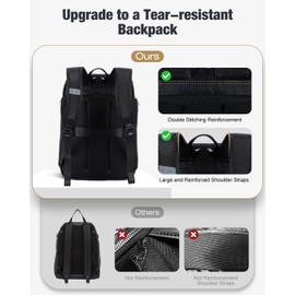 Lekespring Travel Backpack for Men & Women - 25L Laptop Backpack Waterproof Hand Luggage Backpack for Work, University & Travel, Black, black, L