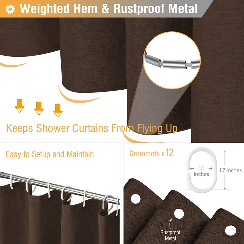 BTTN Extra Long Shower Curtain - 72x84 Inches Long Linen