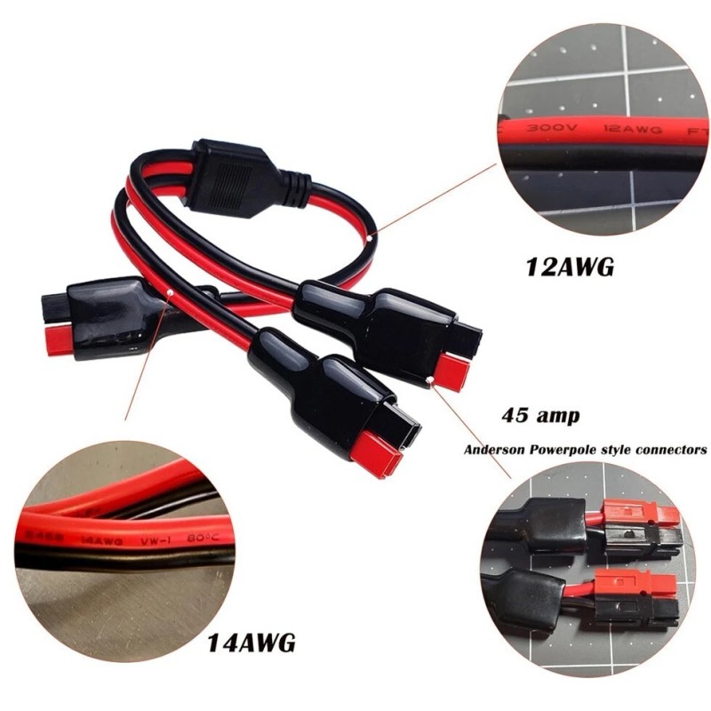 N/A Anderson Style Universal DC Power "Y" Connector 30A Cable