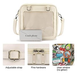 STEAMEDBUN Ita Bag Backpack with Insert Pin Display Bag for Anime Cosplay White Square