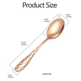 7" Pure Copper Spoon, 99.99% Copper Spoon for Kitchen, Solid Soup Spoons Coffee Spoons, Pure Copper Tableware for Family Friends