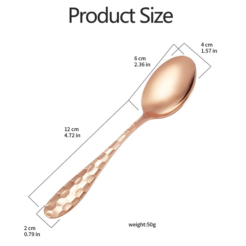 7" Pure Copper Spoon, 99.99% Copper Spoon for Kitchen, Solid