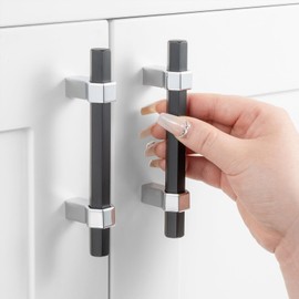 ASKANO 10 Pack 3 Inch Hole Centers, Black and Chrome Cabinet Pulls Matte Black and Polished Chrome Cabinet Handles AP1310 Kitchen Hardware for Cabinets Drawers Dresser Cupboard Bedroom Bathroom Vanity