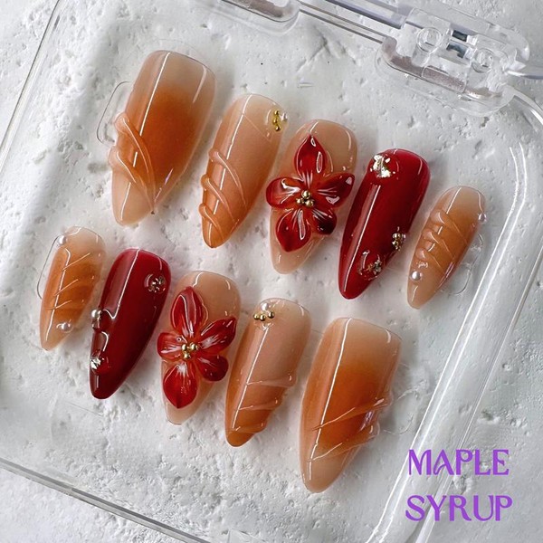 NailPhoria MID-FALL Collections 10PCS Handmade Press On Nails REUSABLE 3D