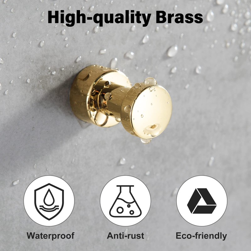 BVL Gold Robe Hook Brass Adhesive Towel Hook for Bathroom