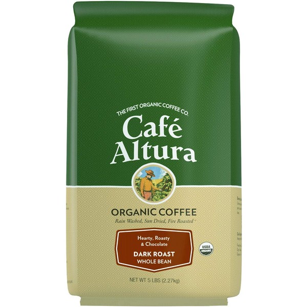 Cafe Altura Whole Bean Organic Coffee, Dark Roast (Packaging May Vary)