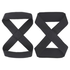 PATIKIL Figure 8 Lifting Strap, 2 Pack Weightlifting Wrist Wraps Dead Lift Padded Grips 8 Loop Weight Lifting Straps for Fitness Power Strength Training, Black, S