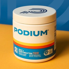 Podium Nutrition Training Salt + Electrolytes Powder, Peaches & Cream, Post Workout Hydration & Muscle Recovery Support, Electrolyte Drink, Magnesium, Potassium, Calcium & Sodium Salts, 30 Servings