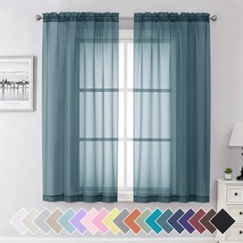Aiyufeng - Cortinas translúcidas en 2 paneles, filtrado de luz, ventilación, bolsillos de barra, para la cocina, dormitorio, sala, cada una de 102 cm de ancho por 160 cm de largo, color azul añil