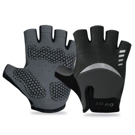 Difos Men's Cycling Gloves, Cycling Robe, Summer, Bicycle, Road Bike Gloves, Sweat Absorbent, Quick Drying, Padded, Easy to Put on and Take Off, Fingertips, Breathable, Shock Absorption, Sports,