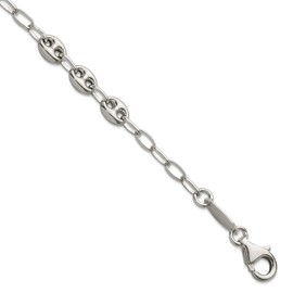 JewelryWeb 6.1mm 925 Sterling Silver 8in. Puffed Mariner Link Bracelet 8 Inch-Link-Bracelet for Women