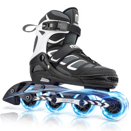 Nyctus Inline Skates for Men and Women, patines para adultos Mujer Hombre, Adjustable Flashing Inline Skates for Adult Male Female with Light Up Wheels Outdoor and Indoor