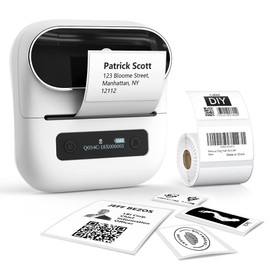 Phomemo M220 Bluetooth Label Printer, Portable Label Device, Bluetooth Thermal Label Printer for Barcode, Retail, Small Business, with Phones & PC System, White