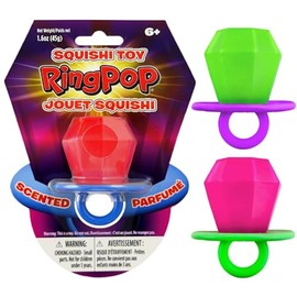 Incredible Play Ring Pop Scented Squishy Toy, Squeezy, Stretchy Stress Fidget Toys Complete Gift Set Party Bundle - 3 Pack (Red/Blue, Pink/Green & Green/Purple)