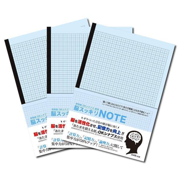 Nakamura Printing Co., Ltd. Horizontal Opening (Nacapri Vine), Brain Refreshing Notebook, A4, 0.2 inch (5 mm) Square, 30 Sheets Set of 3