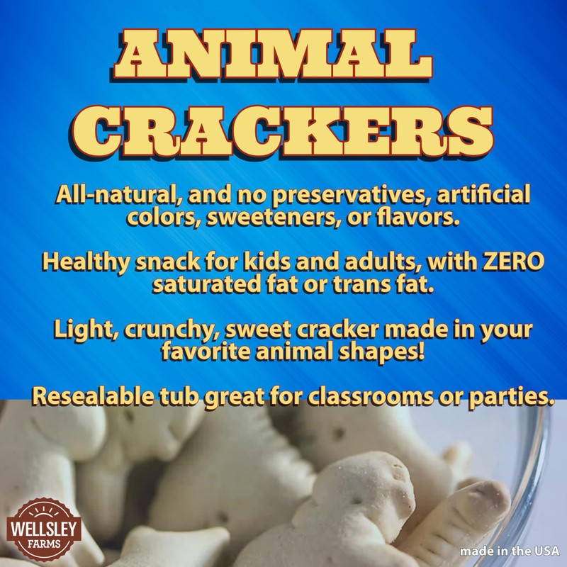 Wellsley Farms Animal Crackers 62oz. Resealable Tub.