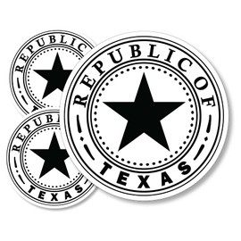 Republic State of Texas Seal Decal Bumper Sticker Bundle for Cars, Cups, Laptops, Coolers (Three Pack X3) (5x5 and 3x3 inches)
