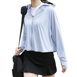 Epicday Women's UV Protection Hoodie, Rash Guard, Cooling Sensation, UPF 50+, Surpattack Hoodie, UV Protection, Sunburn Protection, Moisture Wicking and Quick Drying, blue (light)