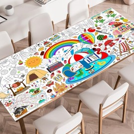 SPERINGEEN Decoraciones de Mantel de Verano, Juegos para Colorear Actividades de Verano Manualidades Páginas de Póster Pancarta Cubierta de Mesa Regalos de Fiesta para Familia o Aula Decoración de