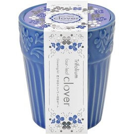 Seishin Ceramics GD-103103 Grace Garden Cultivation Kit, Four Leaf Clover, Mini, Easy, Loose Growing, Flower Cultivation Set (Free Research), Blue, Mother's Day, Birthday, Gift, Pot Diameter, Approx.
