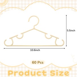 Hsei 60 Pack Kids Nursery Hangers Plastic Baby Hangers Heavy Duty Toddler Hanger for Pants, Coat, Skirts, Closet, Nursery Decor(Beige Color)