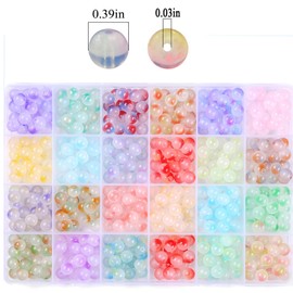 FYHJTRT 480pcs 8mm Glass Beads for Jewelry Making, 24 Colors Candy Style Beads Kit, DIY Bracelet Making Supplies for Bracelets, Necklaces, Earrings, Craft Beading Kit