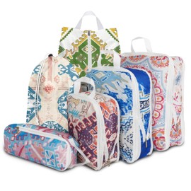 6 Pcs Compression Packing Cubes for Travel Suitcases, Waterproof Luggage Organizer Bags Set, Washable Packaging Cubes for Women Backpack Travel Perfect for Carry-Ons and Storage