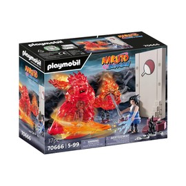 PLAYMOBIL Naruto Shippuden 70666 Sasuke vs. Itachi, Interactive Sibling Fight with Mangekyou Sharingan and Energy Spirit Susano'o, Itachi's Revenge Train, Toy for Children from 5 Years