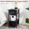 AMHANCIBLE Narrow Side Table with Charging Station, Flip Top End