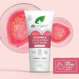 Dr. Organic Vitamin C Exfoliating Face Wash | Illuminating & Brightening for Dry Skin, Rich in Vitamin C, Certified Organic, Paraben & SLS-Free, Cruel