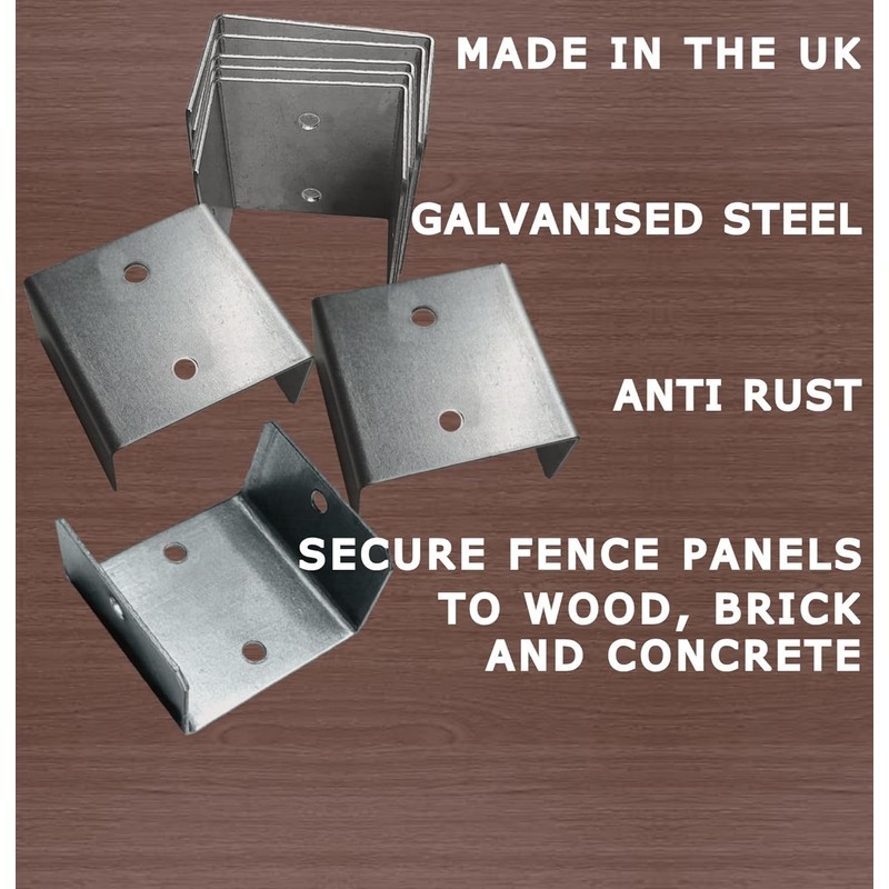 Fence Pancel Bracket Fixings Galvanised Panel Clip Pack of 24