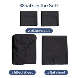 Bamboo Sheets King Size - Cooling Sheets King - 100% Bamboo Derived From Rayon - Deep Pocket Bamboo Sheets - Luxury King Bamboo Sheet Set - Super Soft Bamboo Sheets - King Bamboo Sheest Set - Black