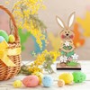 2 Pcs Easter Desktop Decorations, Easters Wooden Bunny, Stand up
