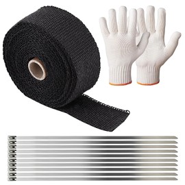 Exhaust Wrap, Exhaust Bandage, Exhaust Repair Kit, 10Pcs Stainless Steel Zip Ties & 1Pcs Insulation Cotton & 1Pcs Thick Gloves, Suitable for Motorcycle Car Exhaust Pipes