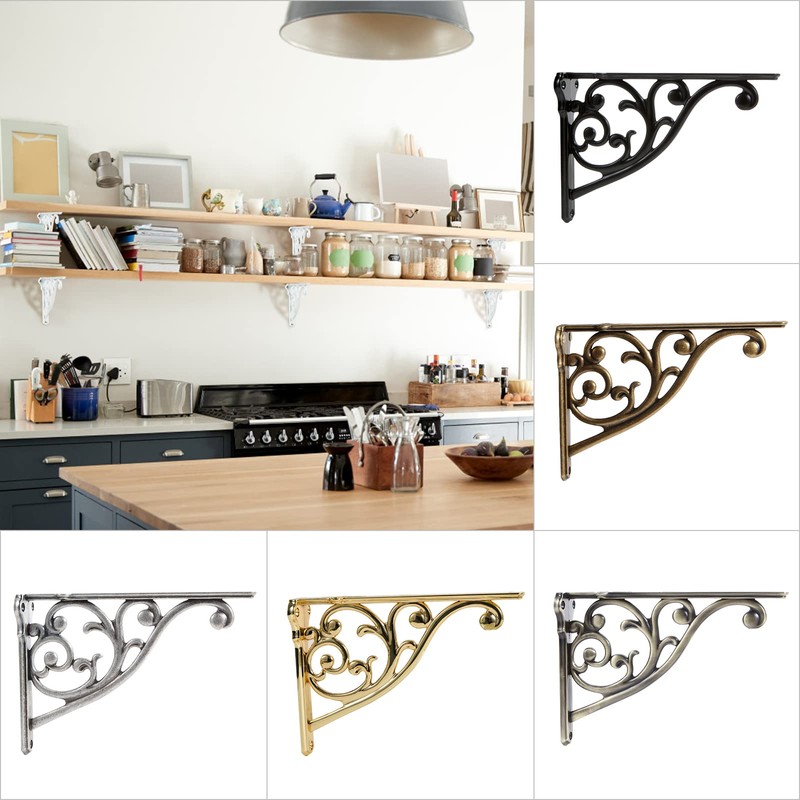 2 Pack 8 Inch Shelf Brackets, White Shelf Brackets,Metal Bracket