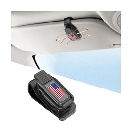 HZEL Sunglasses Holders for Car Sun Visor, Magnetic American Flag Auto Glasses Ticket Card Hanger Clip, Patriotic Vehicle Interior Eyeglass Mount Accessories, Universal for SUV Truck (Black/Gray)
