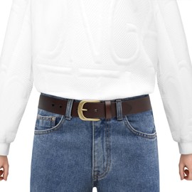 TOUGERJOY Full Grain Leather Belt for Men with Single Prong Buckle, 100% Cow Leather Dress Belt for Jeans Khakis