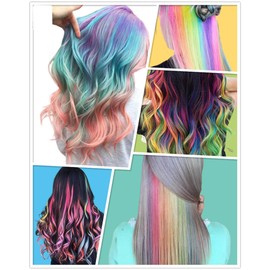 Colored Clip in Hair Extensions 20 Inch Rainbow Hair Synthetic Wavy Hair Extensions for Women Girls Kids Gift Multi-Colors Party Hairpiece Light Pink