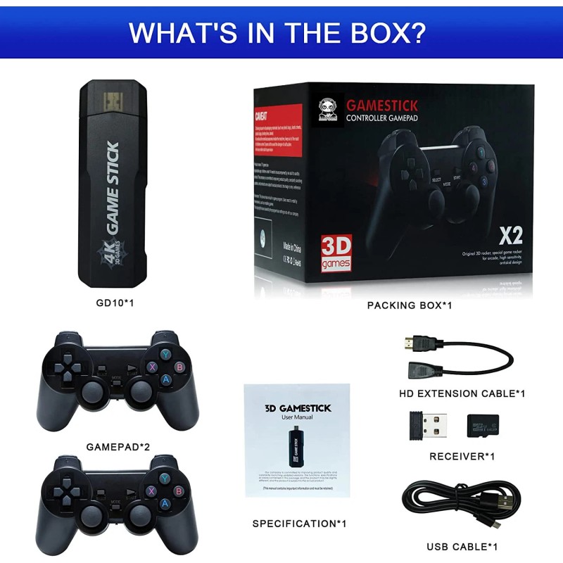 Ampown Retro GD10 30000+ Games 4K HDMI Plug/Play 2 Wireless