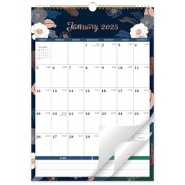 2025 Calendar - 2025 Wall Calendar, January 2025 - December 2025, 17'' x 12'', 12 Monthly Wall Calendar 2025 with Julian Dates - Engraved Floral