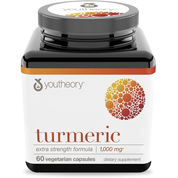 Youtheory Turmeric Extra Strength with Black Pepper (BioPerine) 60 Count (1 Bottle)