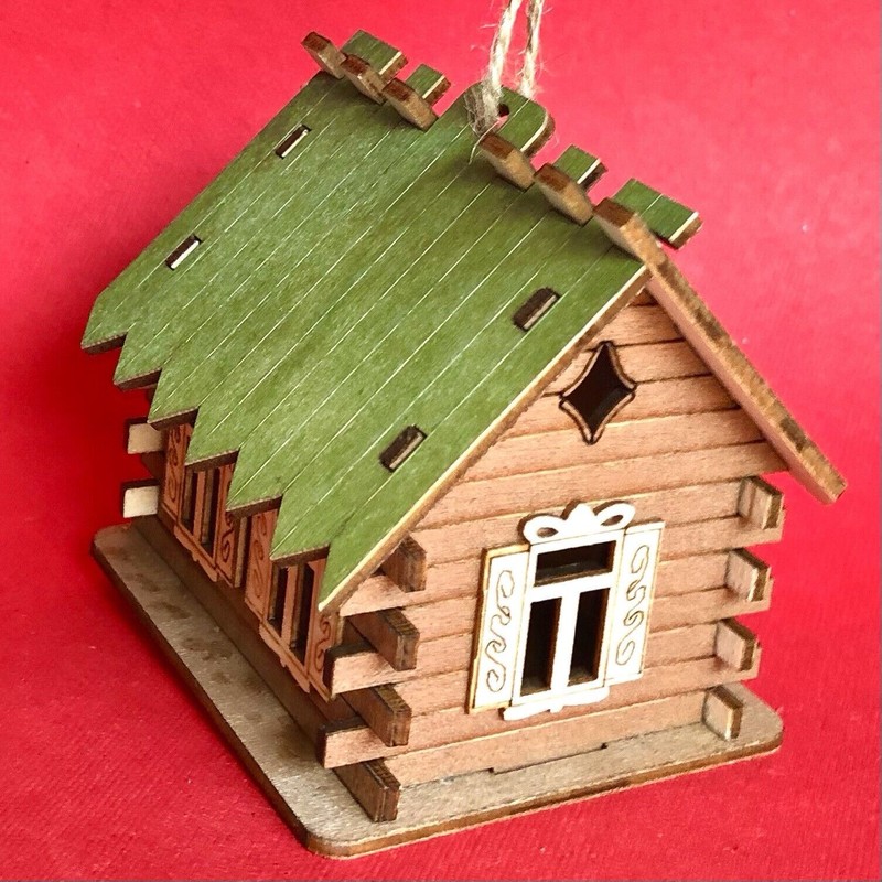 Cabin Rustic Wood House Ornament • Cabin Woods Forest Ski