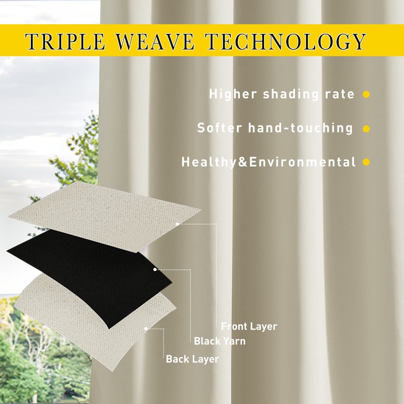NICETOWN 2 Panels Weighted Blackout Curtains Patio Waterproof Outdoor Curtains,