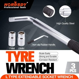 3Pc Wheel Wrench Set Extendable Socket Car Nut Bolt Replace Tool 17/19/21/23mm