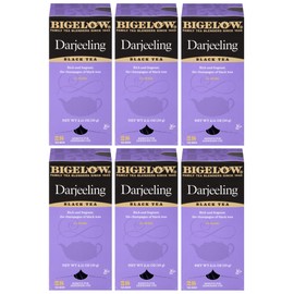 Bigelow Darjeeling Blend Tea 28-Count Boxes (Pack of 6) Full Caffeine Premium Black Tea Bold and Antioxidant-Rich Full Caffeine Black Tea in Foil-Wrapped Bags