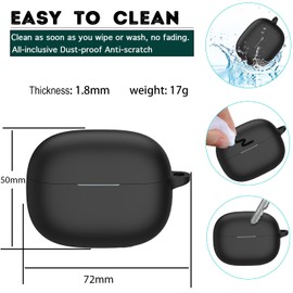 USTIYA Funda para Redmi Buds 5 Pro Case Silicona Protectora de Cover Carcasa Antigolpes con Llavero Mosquetón Accesorios de Auriculares(Negro)