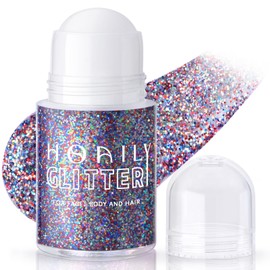 HOSAILY Red White and Blue Roll-on Body Glitter Gel, 4th of July Accessories Holographic Face Glitter Gel, Fourth of July Costume Makeup for Independence Day President's Day Patriotic Veterans Day