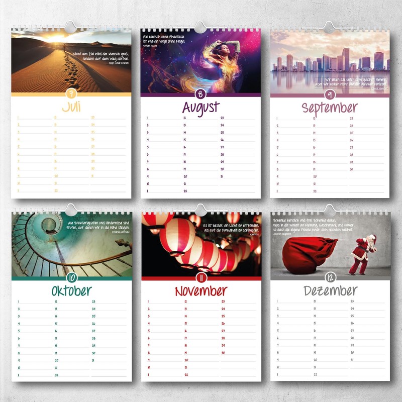 Birthday Calendar with Sayings and Motifs, Year-Independent, Permanent Calendar with