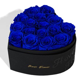 Hover Flower Preserved Roses in a Box, 16-Piece Real Forever Flowers Eternal Roses Valentine's Day Gifts for Her, Birthday Gift for Women, Girlfriend, Mom, Wedding Anniversary (Blue)