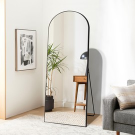 Dolonm 64x21 Inch Arch Full Length Mirror, Aluminum Alloy Frame Floor Mirror, Large Mirror Free-Standing Hanging or Leaning, Full Body Mirror for Living Room, Bedroom, Cloakroom, Hallway, Black